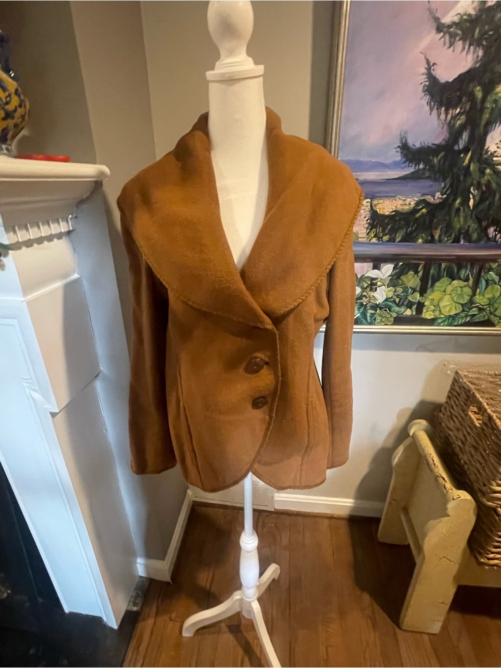 J. Jill Camel Brown Shawl-Collar Teddy Jacket